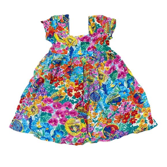 Vintage Jams World Vacation Tropical Babydoll Dress Women's Small Boho Cottage